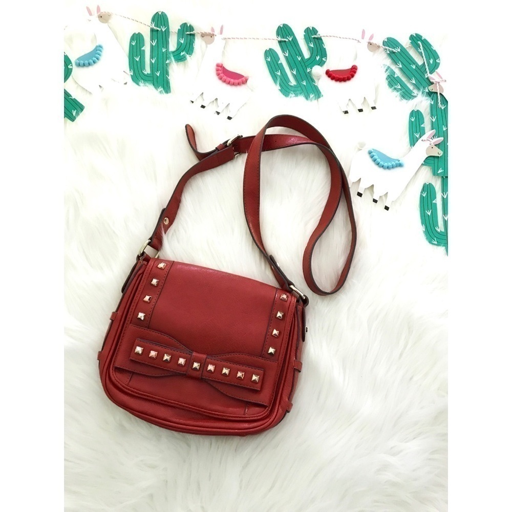 Jessica Simpson Studded Bow Red Crossbody Bag